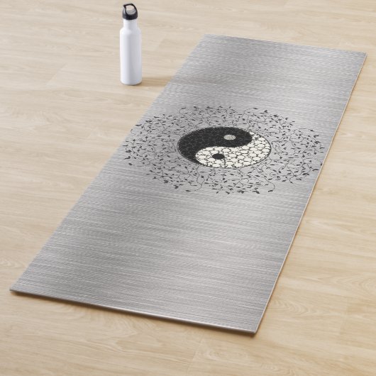 Zilveren Shimmery Leaf Krans Yin Yang Yoga Mat (In situ)