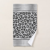 Zilveren Shimmery Leopard Print Badhanddoek Set Bad Handdoek (Handdoek)
