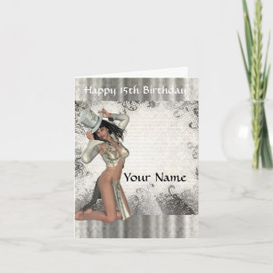 Zilveren showgirl 15e verjaardag kaart