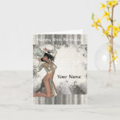 Zilveren showgirl 16e verjaardag kaart (Gele Bloem)