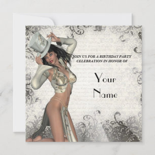 Zilveren showgirl verjaardagsfeestje kaart