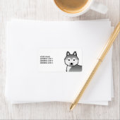 Zilveren Siberische Husky-hond & aangepaste tekstl Etiket (Insitu)