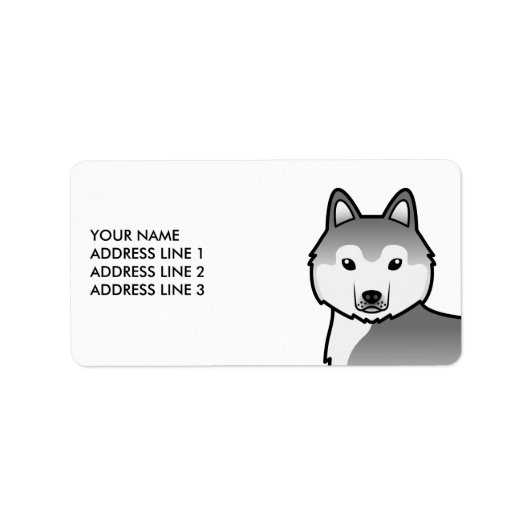 Zilveren Siberische Husky-hond & aangepaste tekstl Etiket (Voorkant)