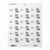 Zilveren Siberische Husky-hond & aangepaste tekstl Etiket (Full Sheet)
