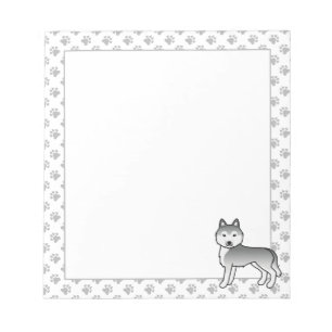 Zilveren Siberische Husky Schattige Cartoon Hond Notitieblok