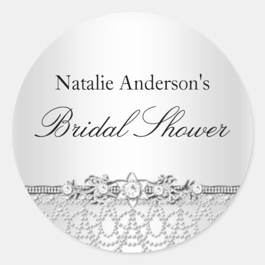 Zilveren Sieraden & Parels Bruiloft Sticker (Voorkant)