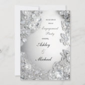 Zilveren sieraden verlovingsfeest chique glitter kaart (Voorkant)