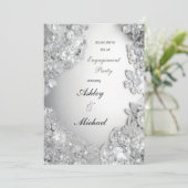 Zilveren sieraden verlovingsfeest chique glitter kaart (Staand voorkant)