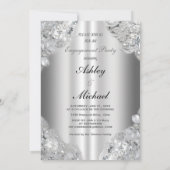 Zilveren sieraden verlovingsfeest chique glitter kaart (Achterkant)