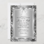 Zilveren Sierboog & Bloem 25e Huwelijksjubileum Kaart (Achterkant)