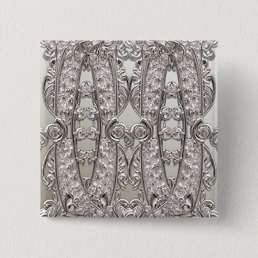 Zilveren Sierlijke Moderne Knop Vierkante Button 5,1 Cm (Voorkant)