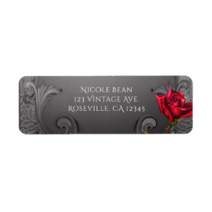Zilveren Sieroud Vintage Fancy Rode Rozen Bruiloft Etiket