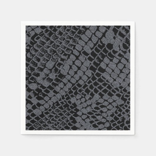 Zilveren Slang Print Papier Cocktail Servetten (Voorkant)