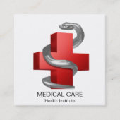 Zilveren slang Rode Medisch Kruis Symbool Vierkante Visitekaartje (Voorkant)