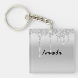 Zilveren Sleutelhanger met Glitters - Op Maat Gema