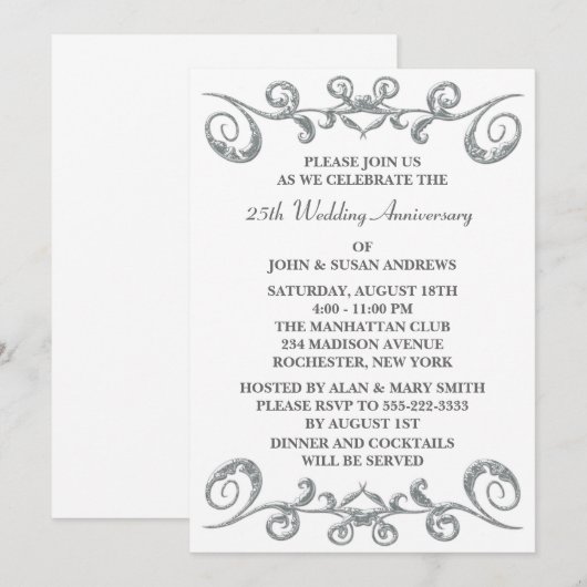 Zilveren Slierten 25e Huwelijksverjaardag Kaart (Voorkant / Achterkant)