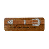 Zilveren sluiting en leder etiket (Voorkant)