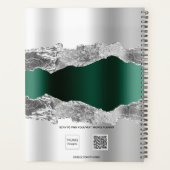 Zilveren smaragdgroene agaat marmeren naamscript 2 planner (Achterkant)