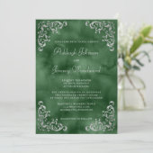  zilveren smaragdgroene Waterverf bruiloft Kaart (Staand voorkant)