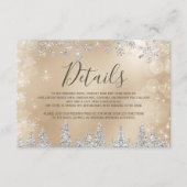 Zilveren sneeuw pijnboom goud Kerstmis winter deta Informatiekaartje (Voorkant)