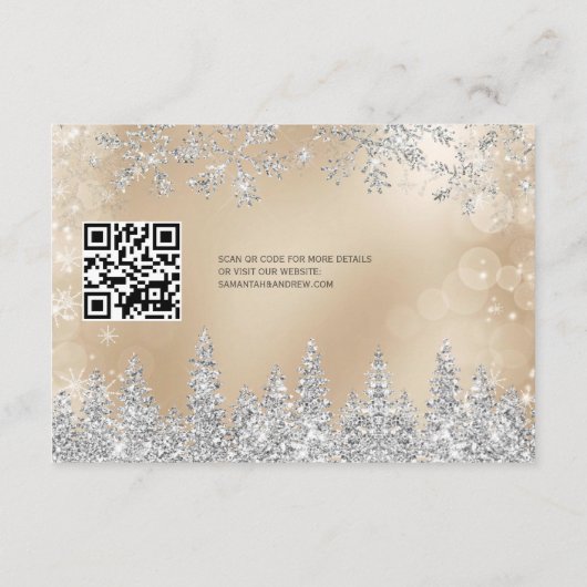 Zilveren sneeuw pijnboom goud Kerstmis winter deta Informatiekaartje (Achterkant)