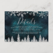 Zilveren sneeuwden blauwgroen Kerstwinter details Informatiekaartje (Voorkant)