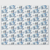 Zilveren Sneeuwmannen Cadeaupapier (Vlak)