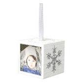 Zilveren Sneeuwvlok 2 Foto Kerstvakantie Decoratie (Achter hoekig)