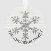 Zilveren sneeuwvlok 2 zijdige kerstfoto ornament (achterkant)