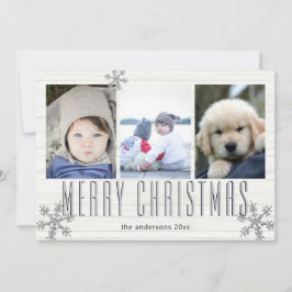 Zilveren Sneeuwvlok 3 Fotocollage Merry Feestdagenkaart