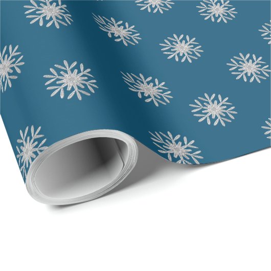 Zilveren Sneeuwvlok Cadeaupapier (Rol Hoek)