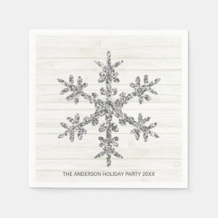 Zilveren sneeuwvlok Elegant chique feestje Servet