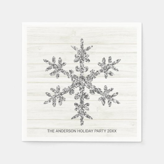 Zilveren sneeuwvlok Elegant chique feestje Servet (Voorkant)