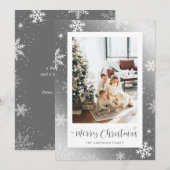 Zilveren Sneeuwvlok Foto Kerstkaart (Voorkant / Achterkant)