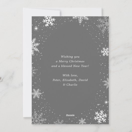 Zilveren Sneeuwvlok Foto Kerstkaart (Achterkant)