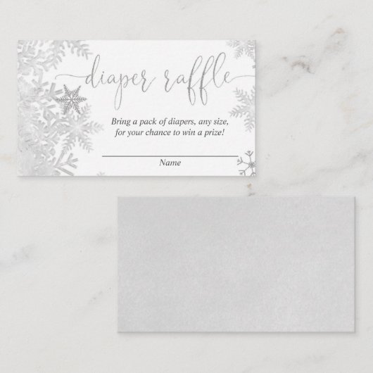 Zilveren sneeuwvlok geslacht neutrale baby luier l informatiekaartje (Voorkant / Achterkant)
