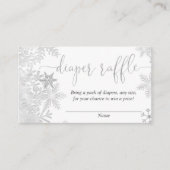 Zilveren sneeuwvlok geslacht neutrale baby luier l informatiekaartje (Voorkant)