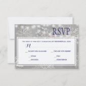 Zilveren Sneeuwvlok Huwelijksreactie Maaltijdkeuze RSVP Kaartje (Voorkant)