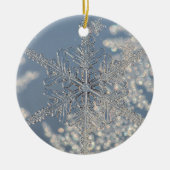 Zilveren Sneeuwvlok Kerstversiering Keramisch Ornament (Voorkant)