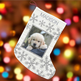Zilveren sneeuwvlok leuk Kinder of huisdieren foto Kleine Kerstsok