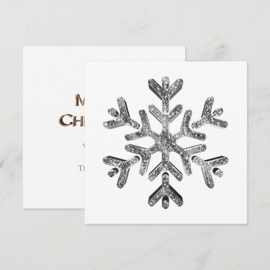 Zilveren Sneeuwvlok Moderne Elegante Kerst Feestdagenkaart (Voorkant / Achterkant)