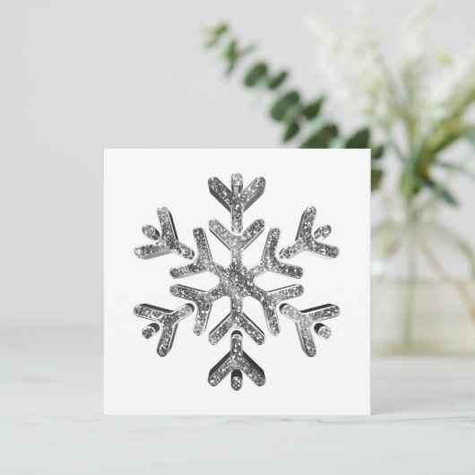 Zilveren Sneeuwvlok Moderne Elegante Kerstmis Feestdagenkaart (Staand voorkant)