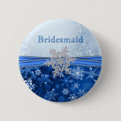 Zilveren sneeuwvlok op blauw Bridesmaid Ronde Button 5,7 Cm (Voorkant)