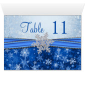 Zilveren sneeuwvlok op blauw tabelnummer (Binenzijde Horizontaal (Onderkant))