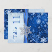 Zilveren sneeuwvlok op blauw Tafelnummer Briefkaar (Voorkant / Achterkant)