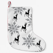 Zilveren sneeuwvlok / rendier kerstkous kleine kerstsok (Voorkant)