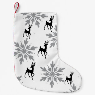 Zilveren sneeuwvlok / rendier kerstkous kleine kerstsok