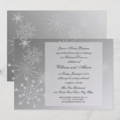 Zilveren sneeuwvlok repetitie diner kaart (Voorkant / Achterkant)