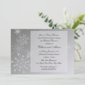 Zilveren sneeuwvlok repetitie diner kaart (Staand voorkant)