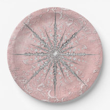Zilveren sneeuwvlok roze elegante vintage winter 